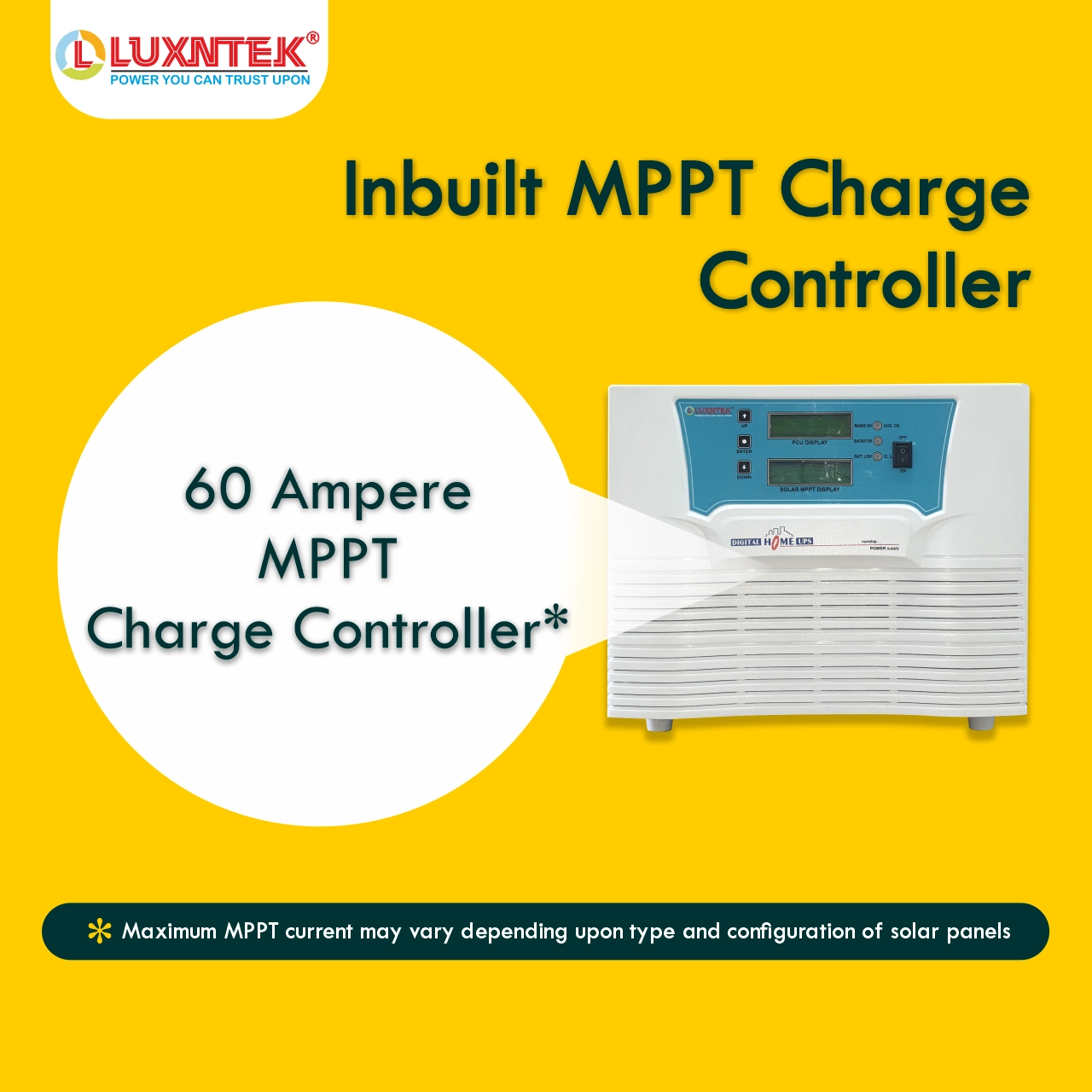 Luxntek Solar MPPT PCU 1kW 12V inverter key features