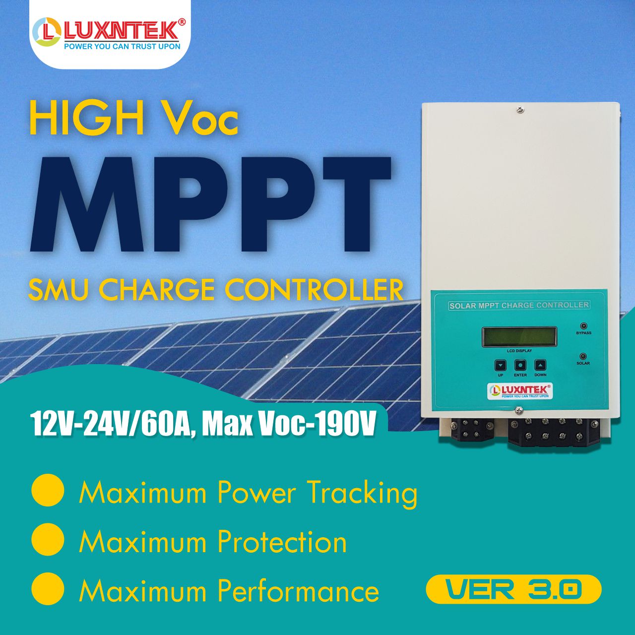 MPPT Charge Controller 12V 24V 60A